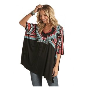 Flowy western shirt poncho